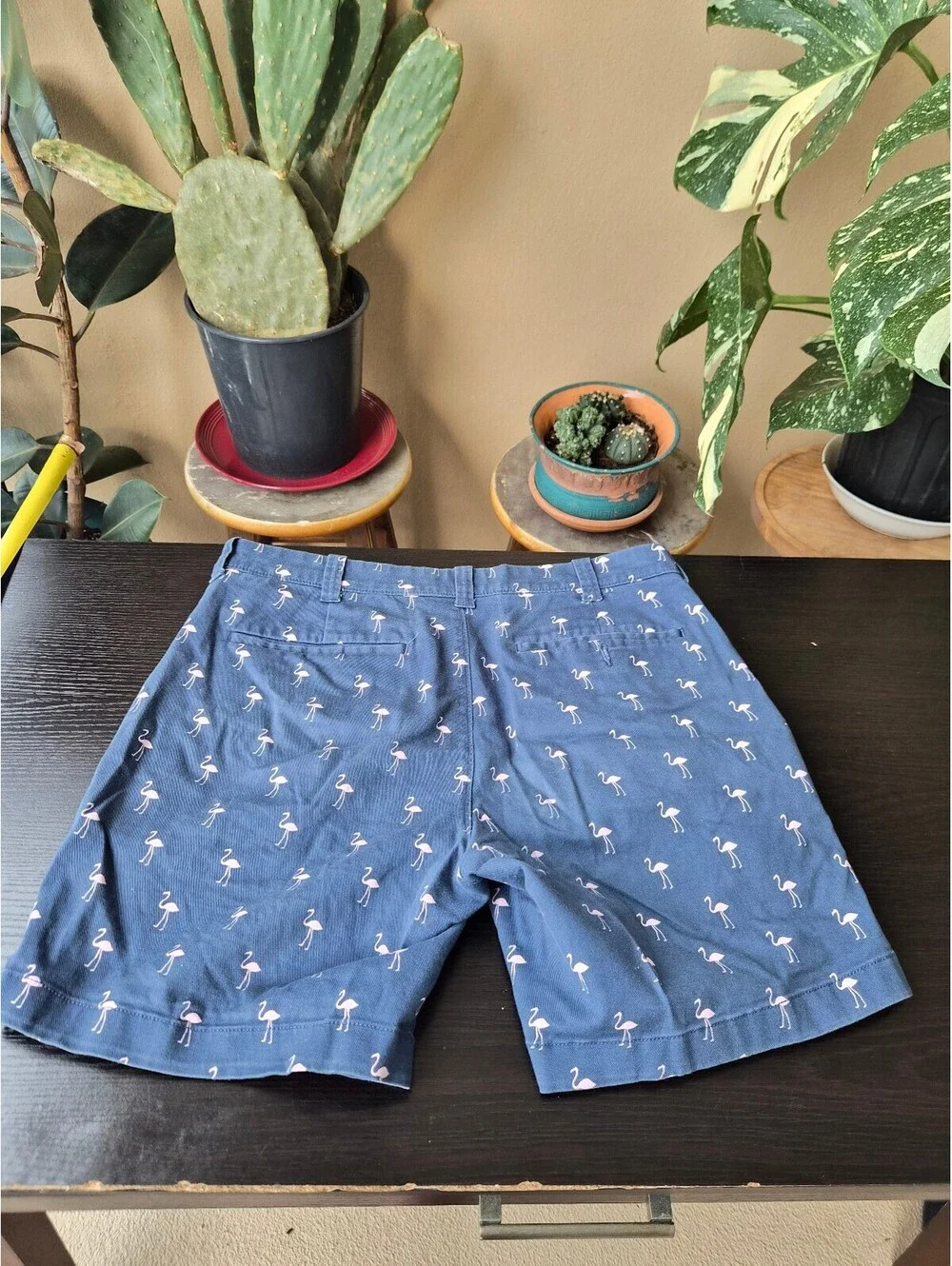 J.Crew Men’s 7” Inseam Flamingo Print Chino Shorts Blue Pink Size 31